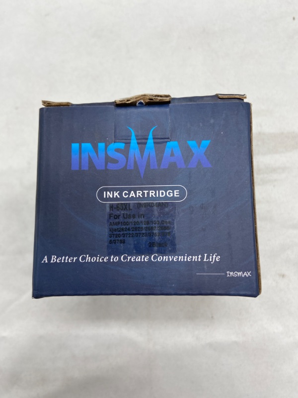 Photo 3 of INSMAX Remanufactured Ink Cartridge Replacement for 65XL 65 XL Compatible with HP Deskjet 3755 3758 3752 3722 3721 3720 HP Envy 5055 5058 5052 Deskjet 2655 2622 Printers (2 Black)
