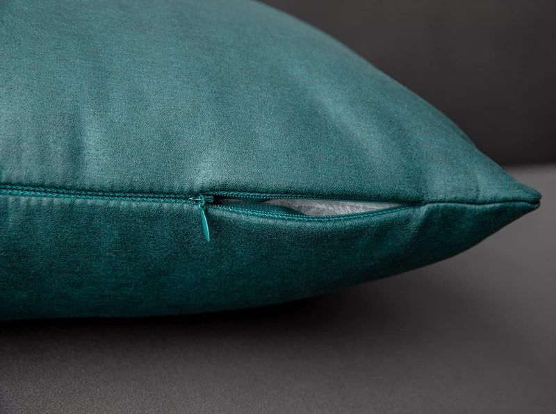 Photo 2 of Anickal Teal Lumbar Pillow Covers 12x20 Inch Set of 2 Luxurious Soft Faux Suede Leathaire Modern Accent Decorative Throw Pillow Covers Cushion Cases for Bedroom Living Room Couch Bed Sofa
