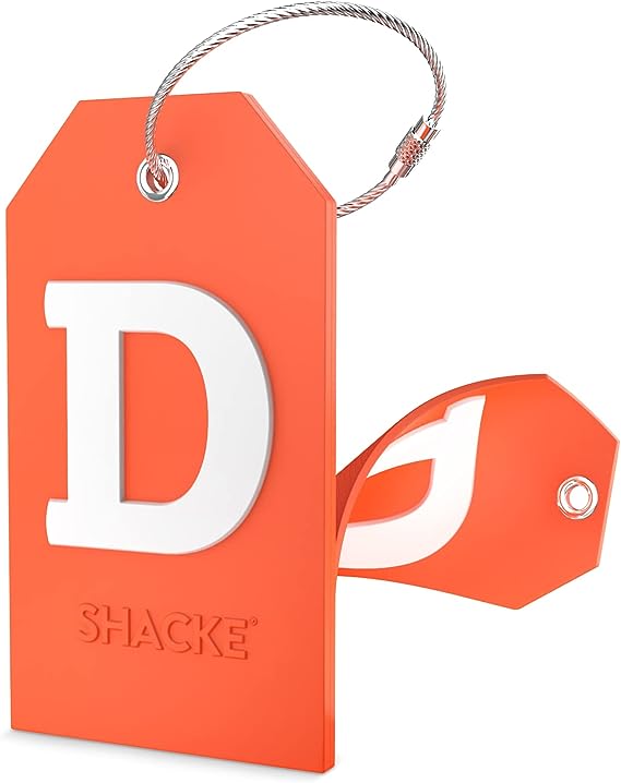 Photo 1 of Initial D Luggage Tag with Full Privacy Cover and Stainless Steel Loop (Orange) 2 Pack
