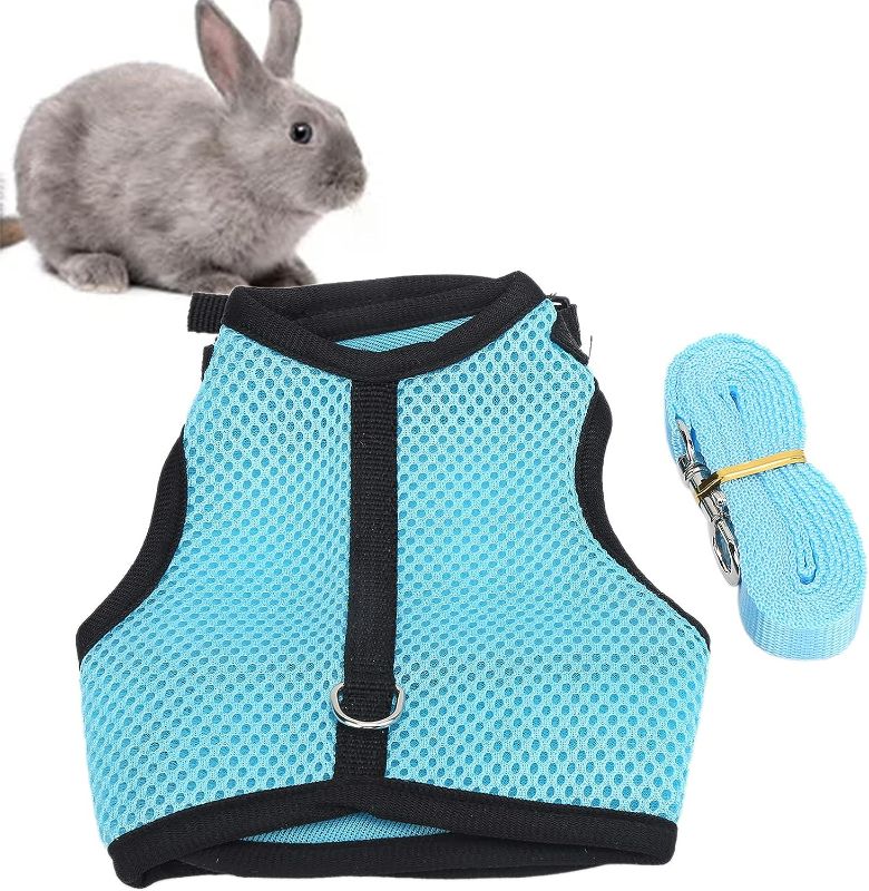 Photo 2 of Rabbit Harness and Leash Set, Adjustable Buckle Breathable Mesh Vest for Bunny Ferret Guinea Pig Ferret(L) 2 Pack 

