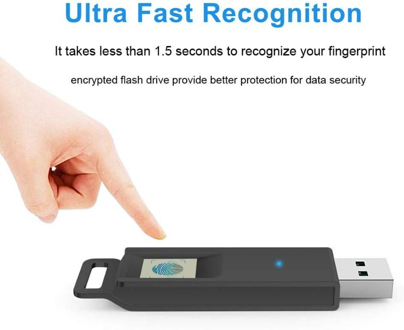 Photo 2 of 128GB Flash Drive, Aiibe Fingerprint USB 3.0 Flash Drive 128 GB High Speed Recognition Encrypted USB Drive Security Protection Thumb Drive USB Stick (128G, Black)
