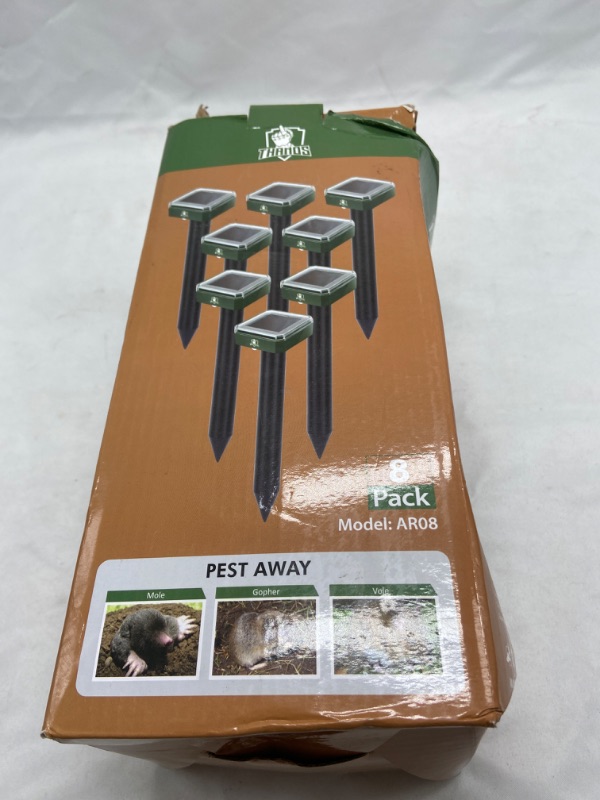 Photo 3 of Solar Sonic Pest Repeller Stakes - 8pk Outdoor Pest Repellent with 10,500 Feet Range, Solar Powered Animal Control, Rodent Repellent and Deterrent for Mole, Vole, Gopher