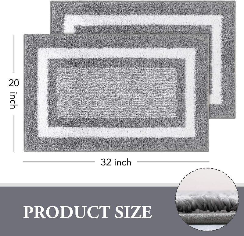 Photo 2 of KMAT Bathroom Rugs and Mats Sets,32"x20"+32"x20",Ultra Soft Microfiber Non-Slip Bath mat,Machine Washable Shower Rugs Floor Carpet Mat (Grey)
