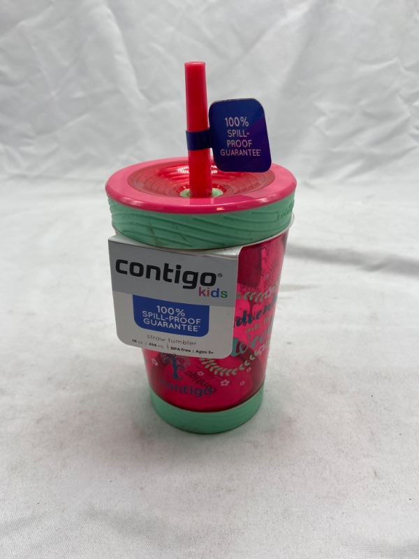 Photo 2 of Contigo Kids Spill-Proof 14oz Tumbler with Straw and BPA-Free Plastic, Fits Most Cup Holders and Dishwasher Safe, Sprinkles Pink Sprinkles Pink Single