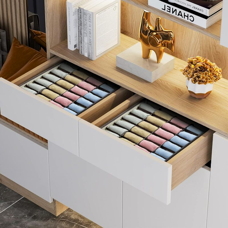 Photo 1 of Joyoldelf Drawer Organizer Divider 2 Packs Organizer, 24 Cell Collapsible Closet Cabinet Organizer Underwear Storage Boxes for Storing Socks, Bra, Handkerchiefs, Ties, Belts

