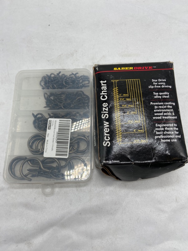 Photo 1 of Fastener Thread Cutting Floor Board Screws + Bronze Cup Screw in Hooks Kit,115 Pcs 5 Sizes Sets