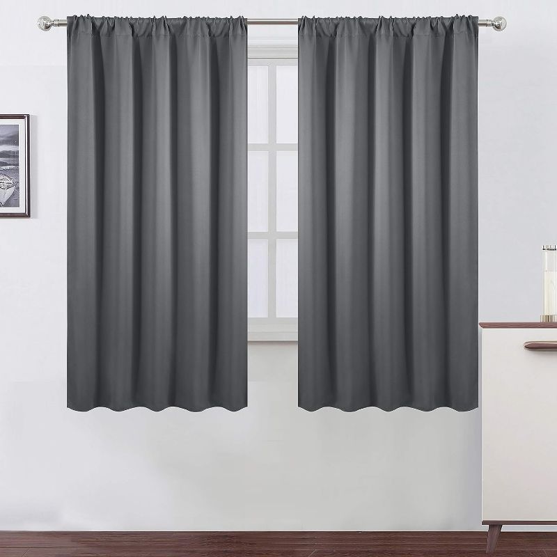Photo 1 of LEMOMO Grey Blackout Curtains/52 x 63 Inch/Set of 2 Panels Room Darkening Curtains for Bedroom
