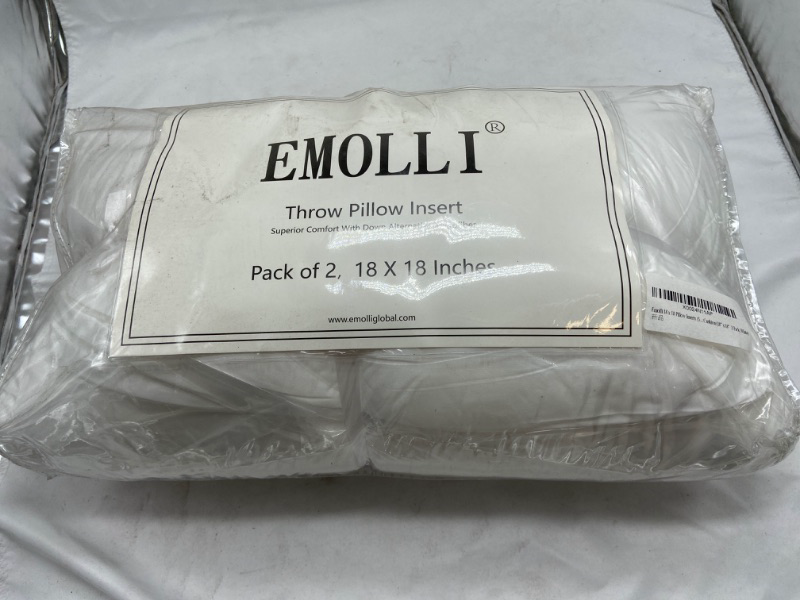 Photo 3 of Emolli 18 x 18 Pillow Inserts Set of 2, Throw Pillow Inserts Premium Stuffer Down Alternative,Super Soft Microfiber Filled Decorative Pillow Cushion
