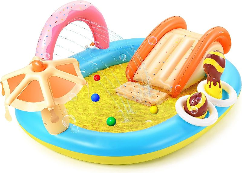 Photo 1 of Hesung Inflatable Play Center, 98'' x 67'' x 32'' Kids Pool with Slide for Garden, Backyard Water Park