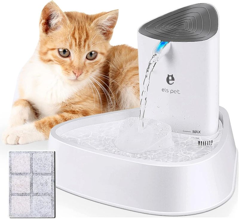 Photo 1 of Cat Water Fountain with LED, 50oz/1.5L Automatic Pet Water Fountain for Multiple Pets, Ultra Quiet/Adjustable Water Flow/Tertiary Filtration, Waterfall Drinking Dispenser for Cats & Dogs
