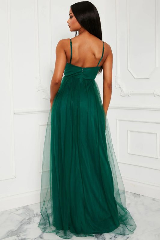 Photo 1 of Edina Tulle Maxi Dress - Emerald Size Small 