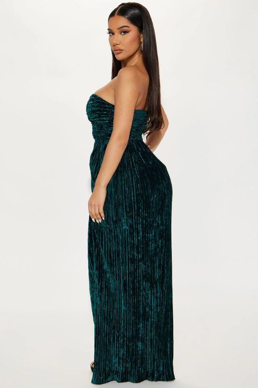 Photo 2 of Mila Velvet Plisse Maxi Dress - Hunter Size Small 