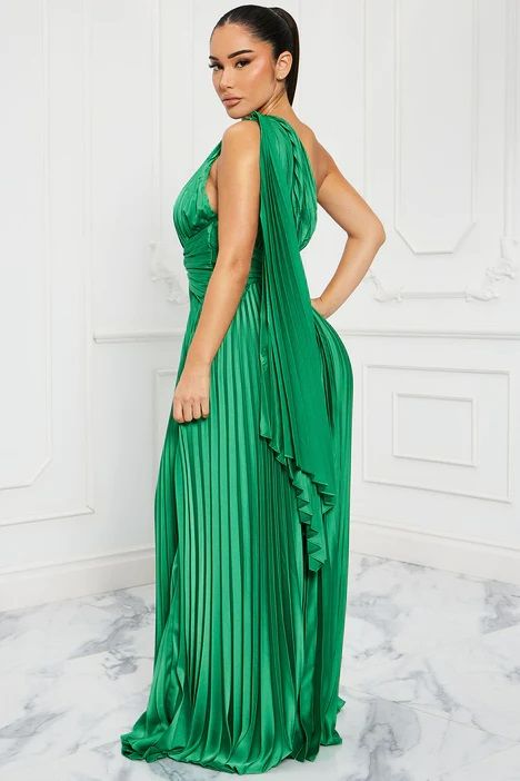 Photo 2 of Athena Pleated Maxi Dress- Kelly Green Size Extra Small