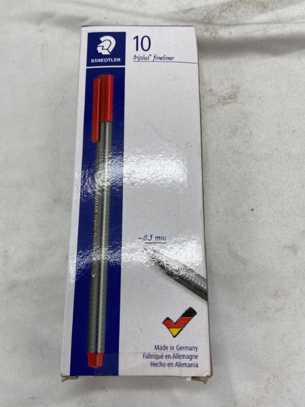 Photo 4 of Staedtler Triplus Fineliner Pens, 0.3mm, Red, Pack of 10 (334-2)

