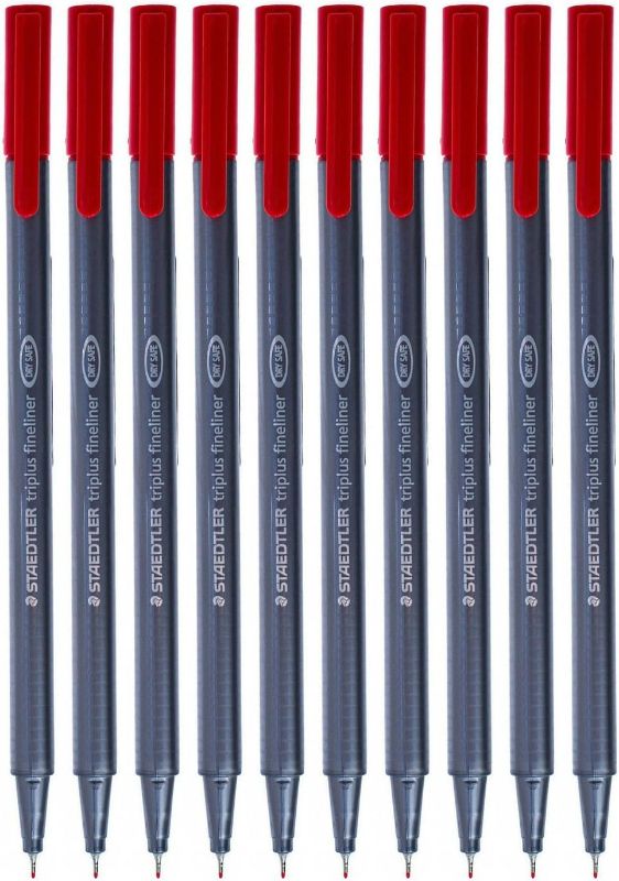 Photo 3 of Staedtler Triplus Fineliner Pens, 0.3mm, Red, Pack of 10 (334-2)
