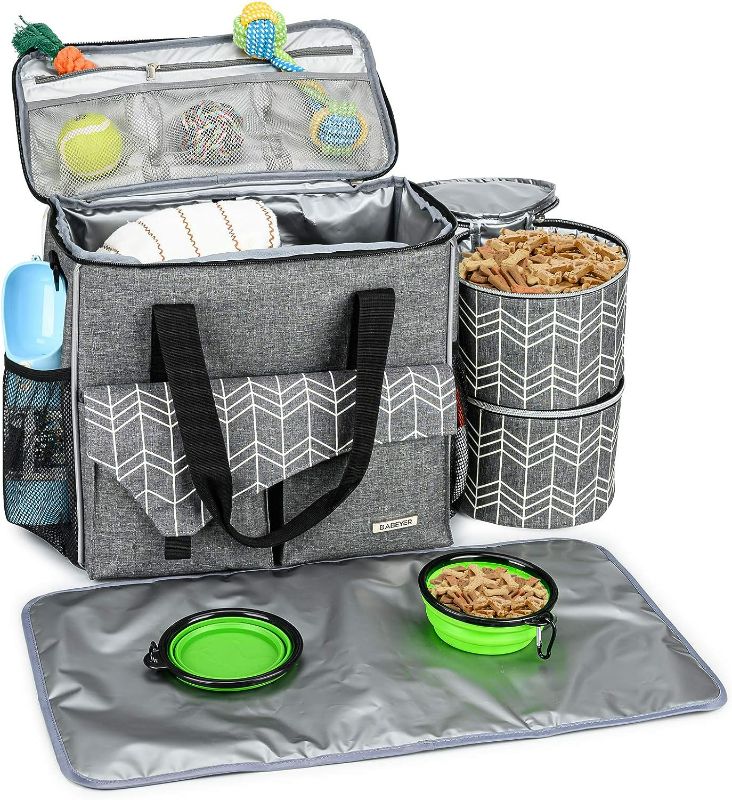 Photo 1 of BABEYER Dog Travel Bag with Multi-Function Pockets with Food Container Bag and Collapsible Bowl Included, Perfect for Dogs on The Go
