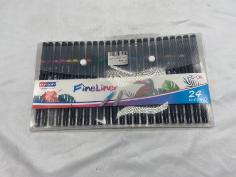 Photo 2 of SKYGLORY 24 Colors Dual Tip Brush Pens ,Art Markers Water Based Ink Color Pens Supplies with 0.4mm Fineliner & Fiber Brush Tip
