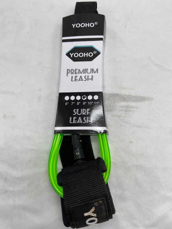 Photo 2 of YOOHO Premium Surfboard Leash,9 ft, Straight Surf Board Leashes, 6/7mm Legrope Strap for Shortboard, Skimboard, Fishboard, Longboard, Paddleboard, SUP Replacement Leg Rope, Neon Green 
