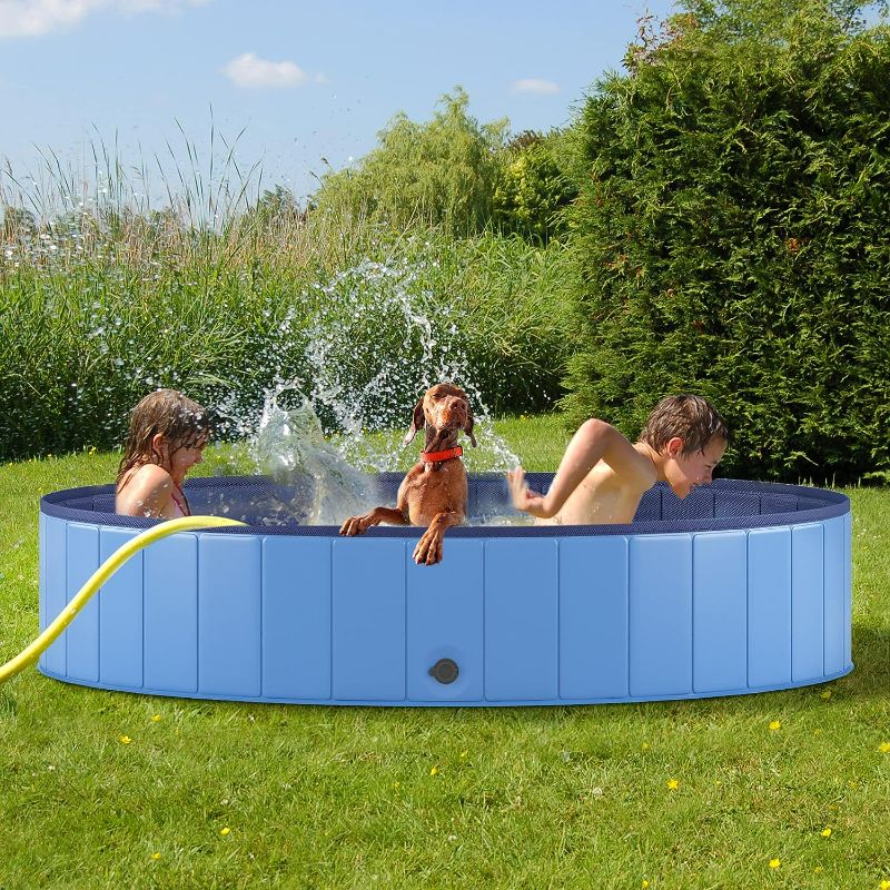Photo 2 of Foldable Dog Pool for Large Dogs, Portable Hard Plastic Dog Swimming Pool?Outdoor Collapsible Pet Bathing Tub for Pets Dogs and Cats,