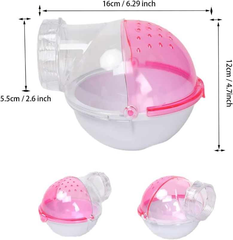Photo 3 of CHUQIANTONG Small Animal Bath House,Pet Toy Acrylic Hamster Bathroom Cage Toilet Bathtub Sand Bath Container Removable, Suitable for Chinchilla Syrian Hamster Gerbil (Pink)

