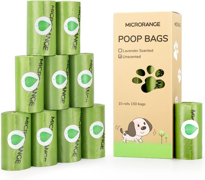 Photo 1 of MICRORANGE Extra-Strong Dog Poop Bags, Leak-Proof Guarantee, 150 Count Large Poop Bags for Doggie, Each Waste Bag Measures 9 x 13 Inches 2 Pack
