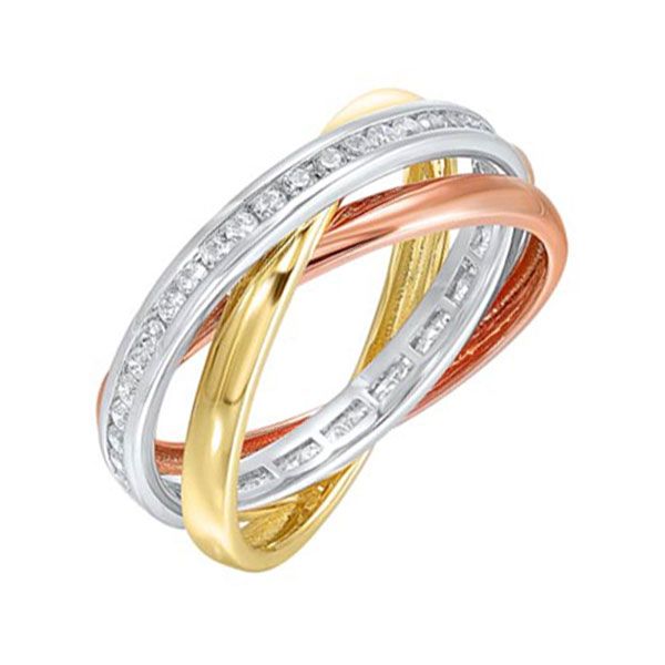 Photo 1 of 14K Tricolor White Pink and Yellow Gold Ring with 1/2 Carat Diamond Size 7 (US) 