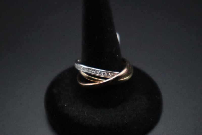 Photo 2 of 14K Tricolor White Pink and Yellow Gold Ring with 1/2 Carat Diamond Size 7 (US) 