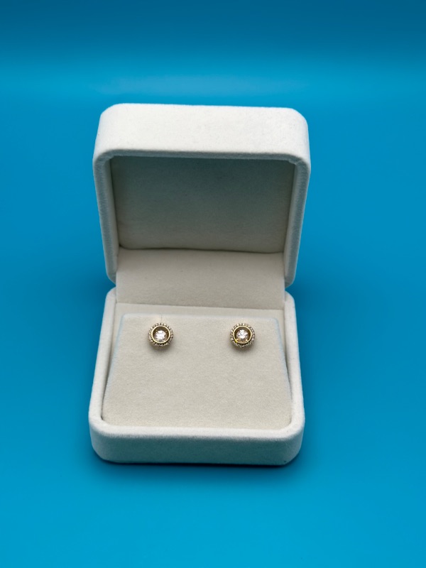 Photo 3 of 14K Yellow Gold Stud Earrings With 1/3 Carat Diamond 