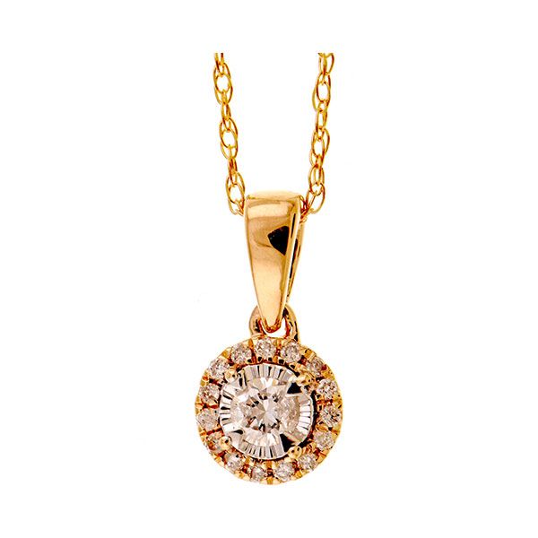 Photo 1 of 14K Yellow Gold Pendant Necklace With 1/10 Carat Diamond 