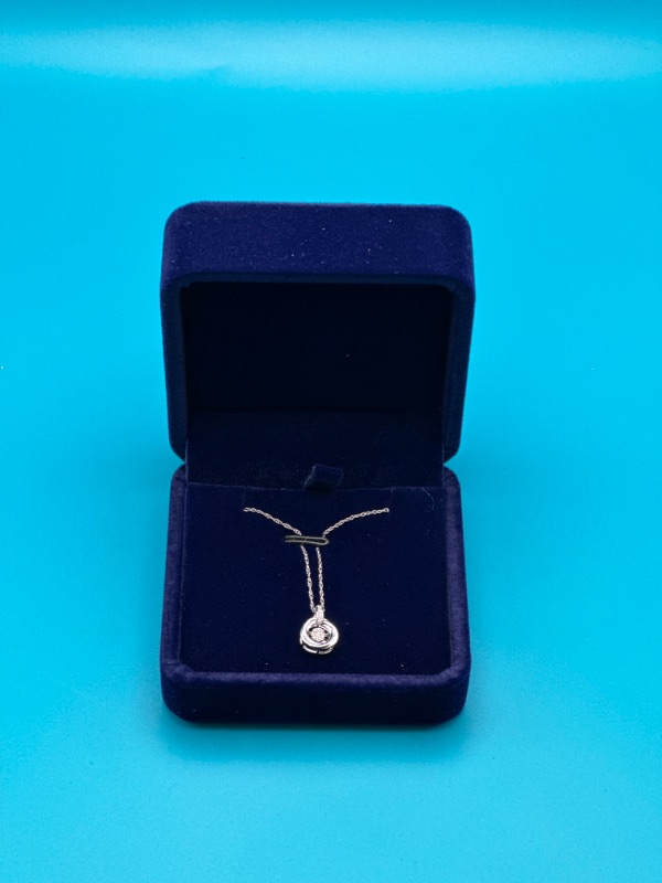 Photo 3 of 14K White Gold Pendant Necklace With 1/20 Carat Diamond