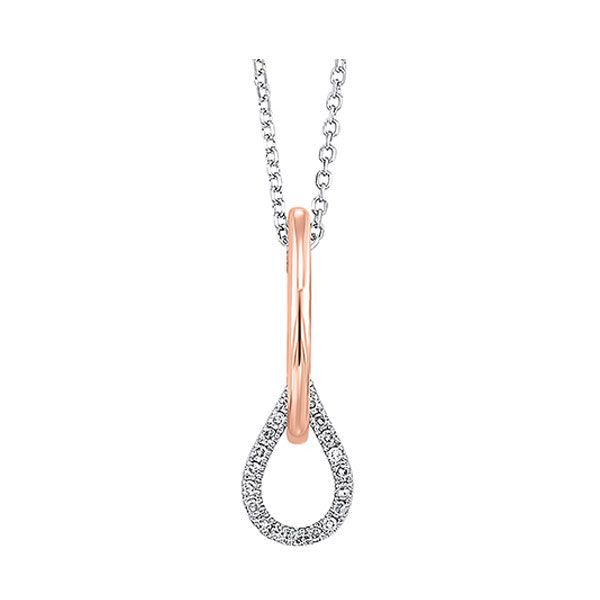 Photo 1 of 14K White and Pink Gold Pendant Necklace With 1/20 Carat Diamond 