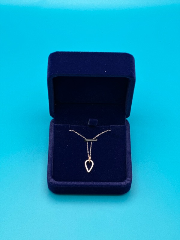 Photo 3 of 14K White and Pink Gold Pendant Necklace With 1/20 Carat Diamond 