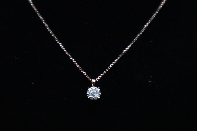 Photo 2 of 14K Pink Gold Pendant Necklace With 1/4 Carat Diamond