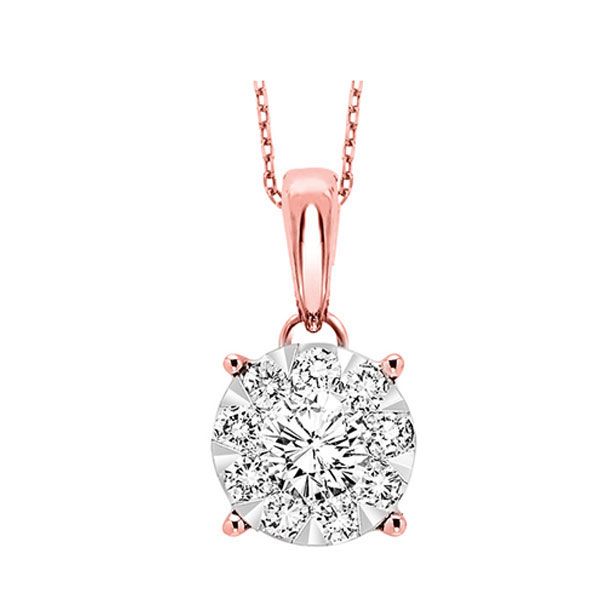 Photo 1 of 14K Pink Gold Pendant Necklace With 1/4 Carat Diamond