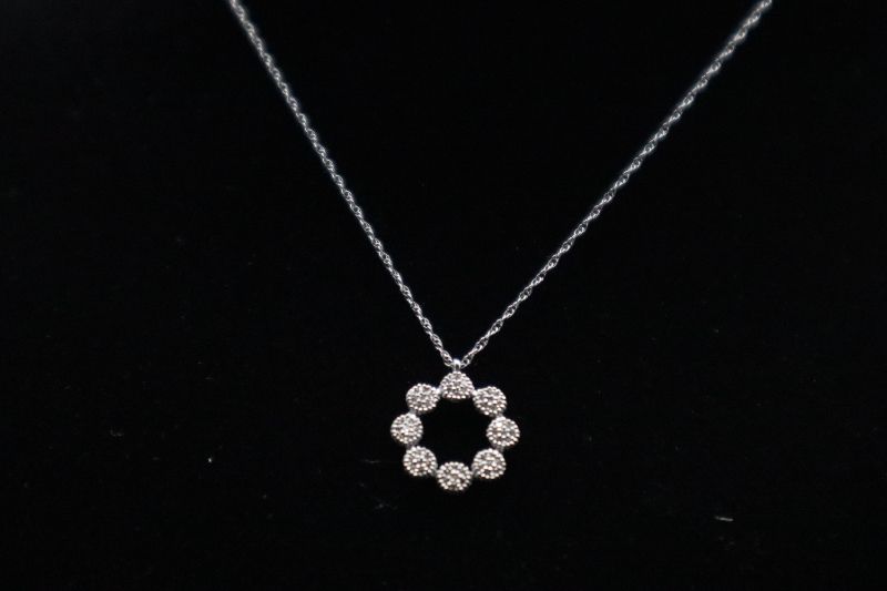 Photo 2 of 10K White Gold Pendant Necklace With 1/6 Carat Diamond 