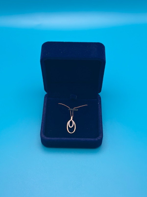Photo 3 of 10K White and Pink Gold Pendant Necklace With 1/10 Carat Diamond