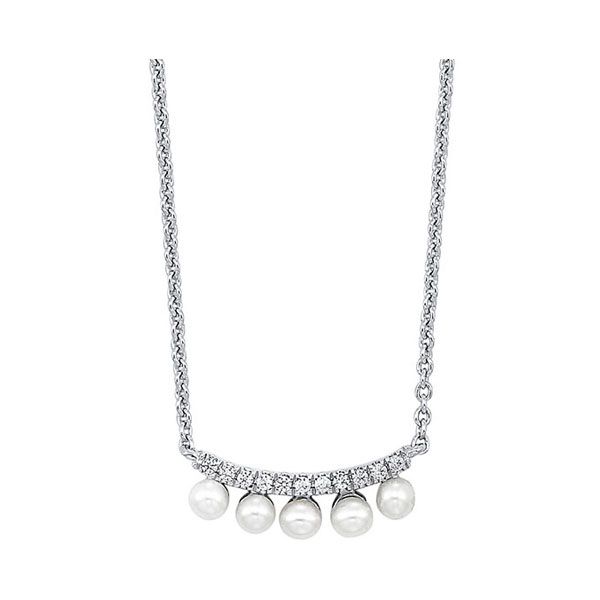Photo 1 of 10K White Gold and Pearl Necklace With 1/2 Carat Diamond 