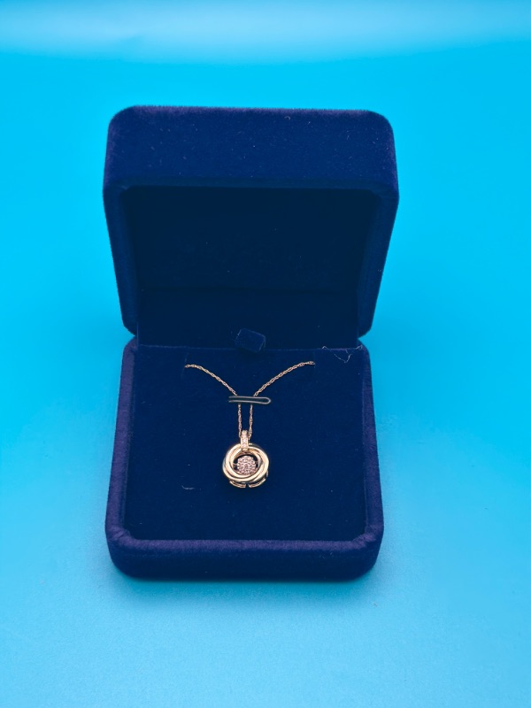 Photo 3 of 14K Yellow Gold Pendant Necklace With 1/10 Carat Diamond 
