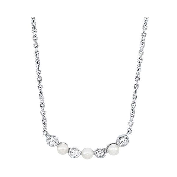 Photo 1 of 10K White Gold And Pearl Pendant Necklace WIth 1/4 Carat Diamond 