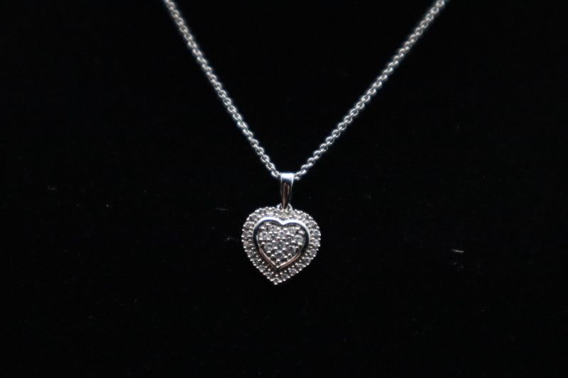 Photo 2 of Silver Pendant Heart Necklace With 1/5 Carat Diamond 