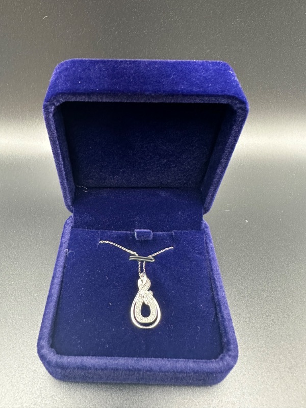 Photo 3 of Silver Pendant Necklace With 1/10 Carat Diamond 