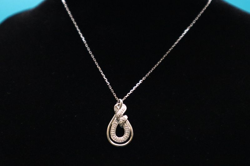 Photo 2 of Silver Pendant Necklace With 1/10 Carat Diamond 