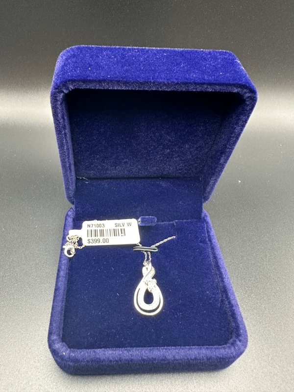 Photo 4 of Silver Pendant Necklace With 1/10 Carat Diamond 