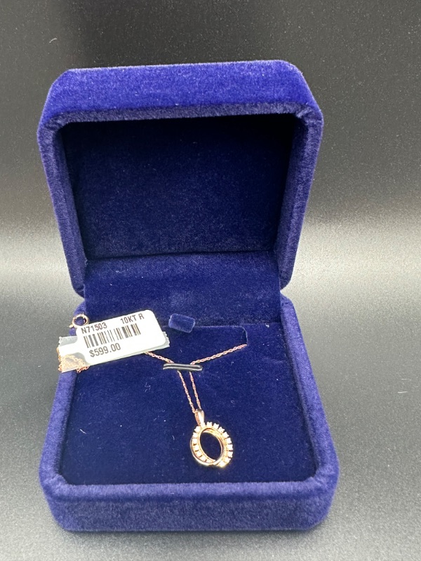 Photo 4 of 10K Pink Gold Pendant Necklace With 1/10 Carat Diamond 