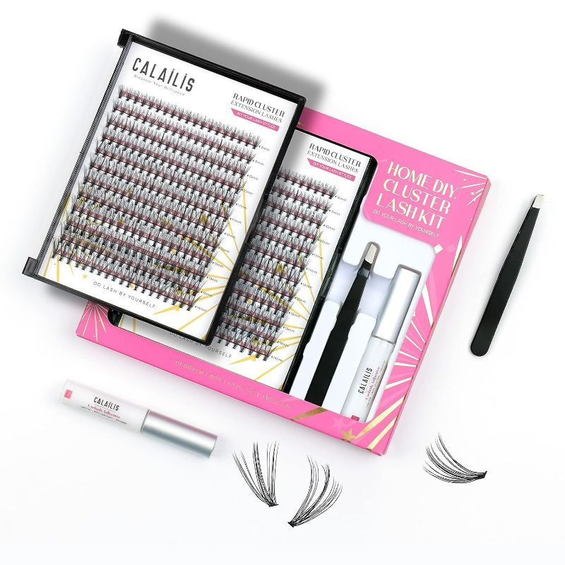 Photo 1 of DIY Lash Extension Kit, CALAILIS Lash extension kit at Home, Urban Doll Lash Kit, Lash CLusters with Cluster Lash Glue and Tweezers
