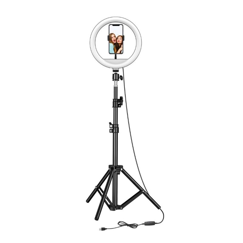 Photo 1 of Gabba Goods Extendable Clip On Selfie Ring Light 10 Inches USB Powered Multi Light Effects Brightness Built in Remote New