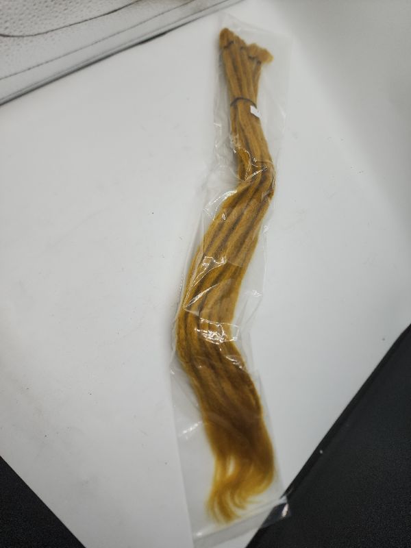 Photo 3 of Noverlife 10 Strands 50cm/20" Mustard Yellow Dreadlock Extensions, Single Ended Crochet Synthetic Dreadlocks