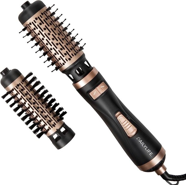Photo 1 of Hair Dryer Brush, 4-in-1 Hot Air Round Brush for Blow Drying, Negative Ionic Hair Tools with 2 Detachable Auto-Rotating Curling Brush