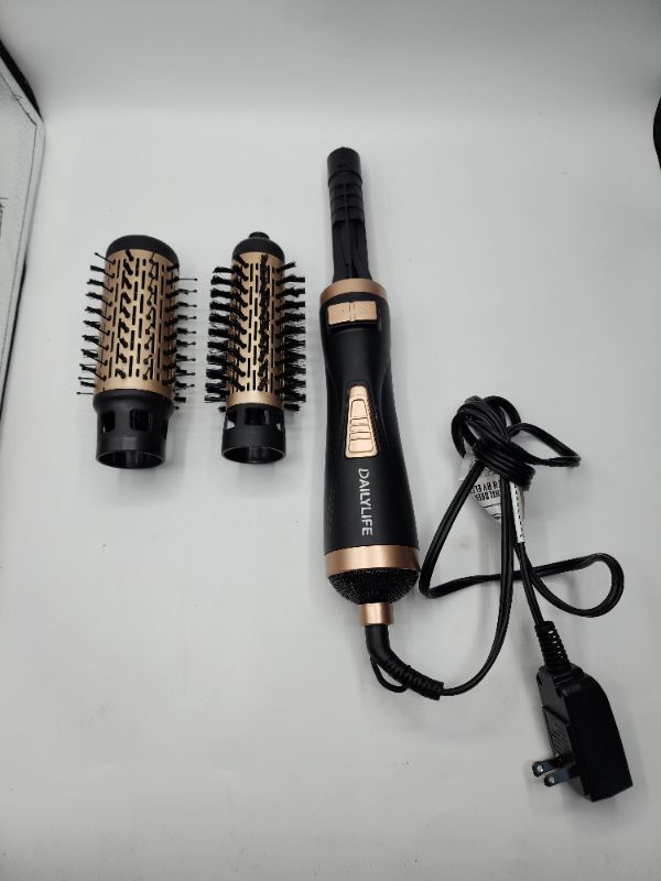 Photo 2 of Hair Dryer Brush, 4-in-1 Hot Air Round Brush for Blow Drying, Negative Ionic Hair Tools with 2 Detachable Auto-Rotating Curling Brush