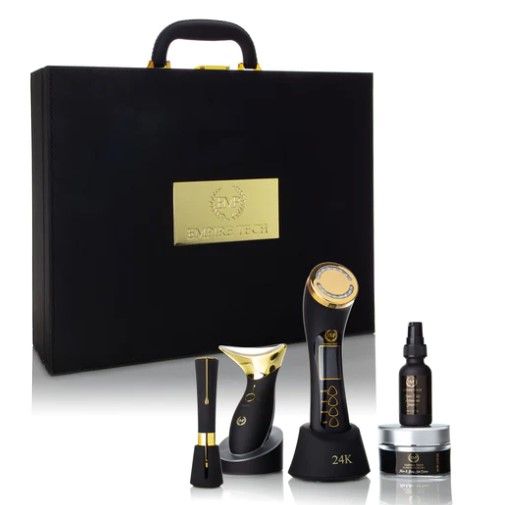 Photo 2 of Empire Ultimate Collection Suitcase Includes Marvelous 24k Gold Derma Neck Lift LED Empire Eye Device Empire Tech Stem Cell Serum and Face and Body Silk Crème Hot and Cold Therapy Reduce Blackheads Acne Breakouts Hot Cold Massage Smart Vibration Tech Pain